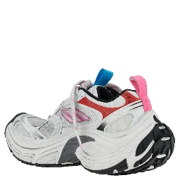 6XL White Low Top Sneakers with Mesh Panels and Logo Detail on the Side in Tech Fabric Woman