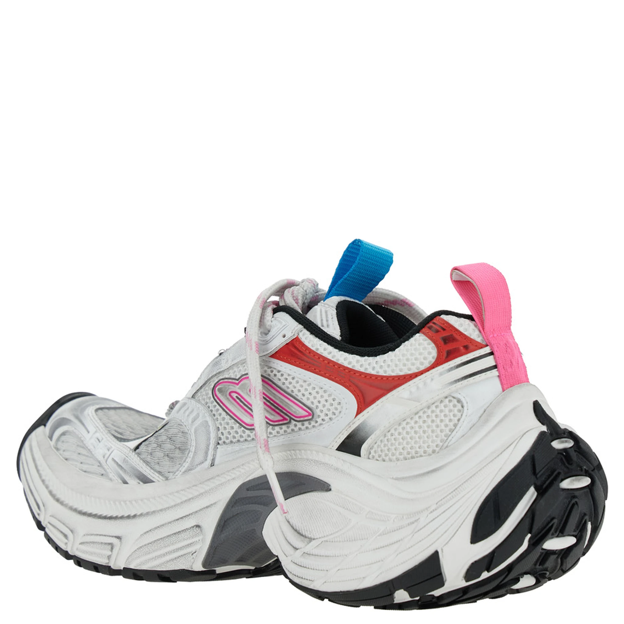 6XL White Low Top Sneakers with Mesh Panels and Logo Detail on the Side in Tech Fabric Woman