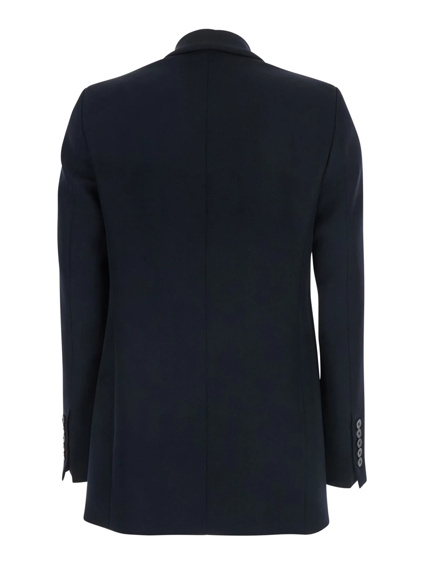 Betty Blue Double-Breasted Jacket with Peak Lapel in Wool Woman