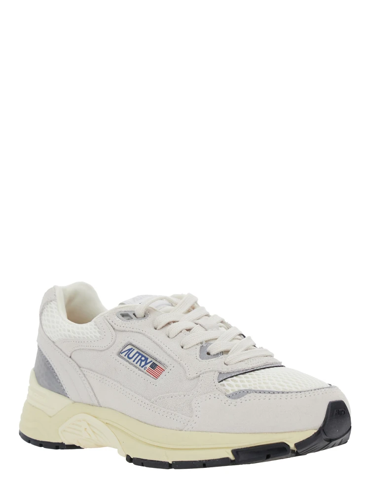 Hyperway White Low Top Sneakers with Logo Patch on Side and Tongue in Suede and Mesh Woman alternative