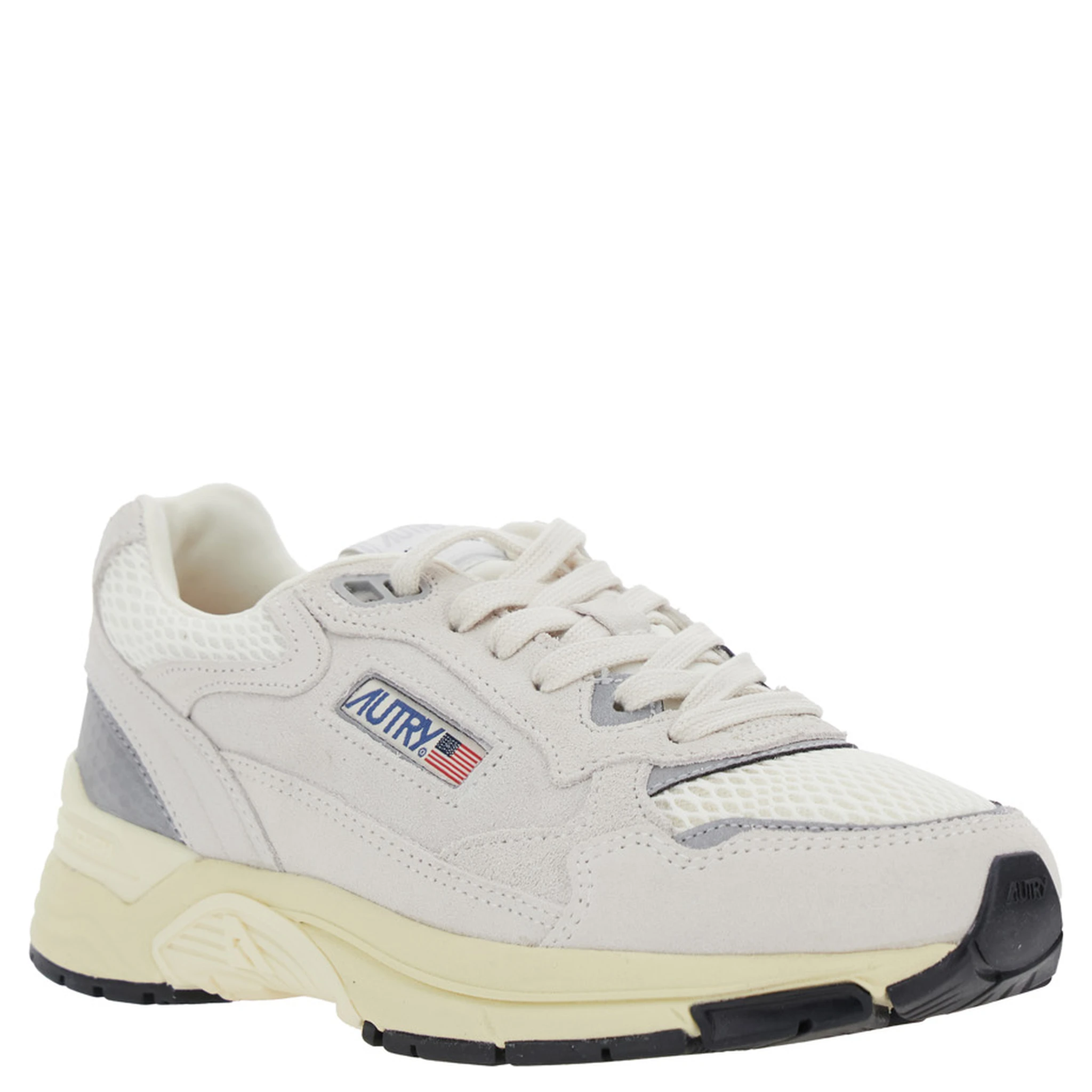 Hyperway White Low Top Sneakers with Logo Patch on Side and Tongue in Suede and Mesh Woman