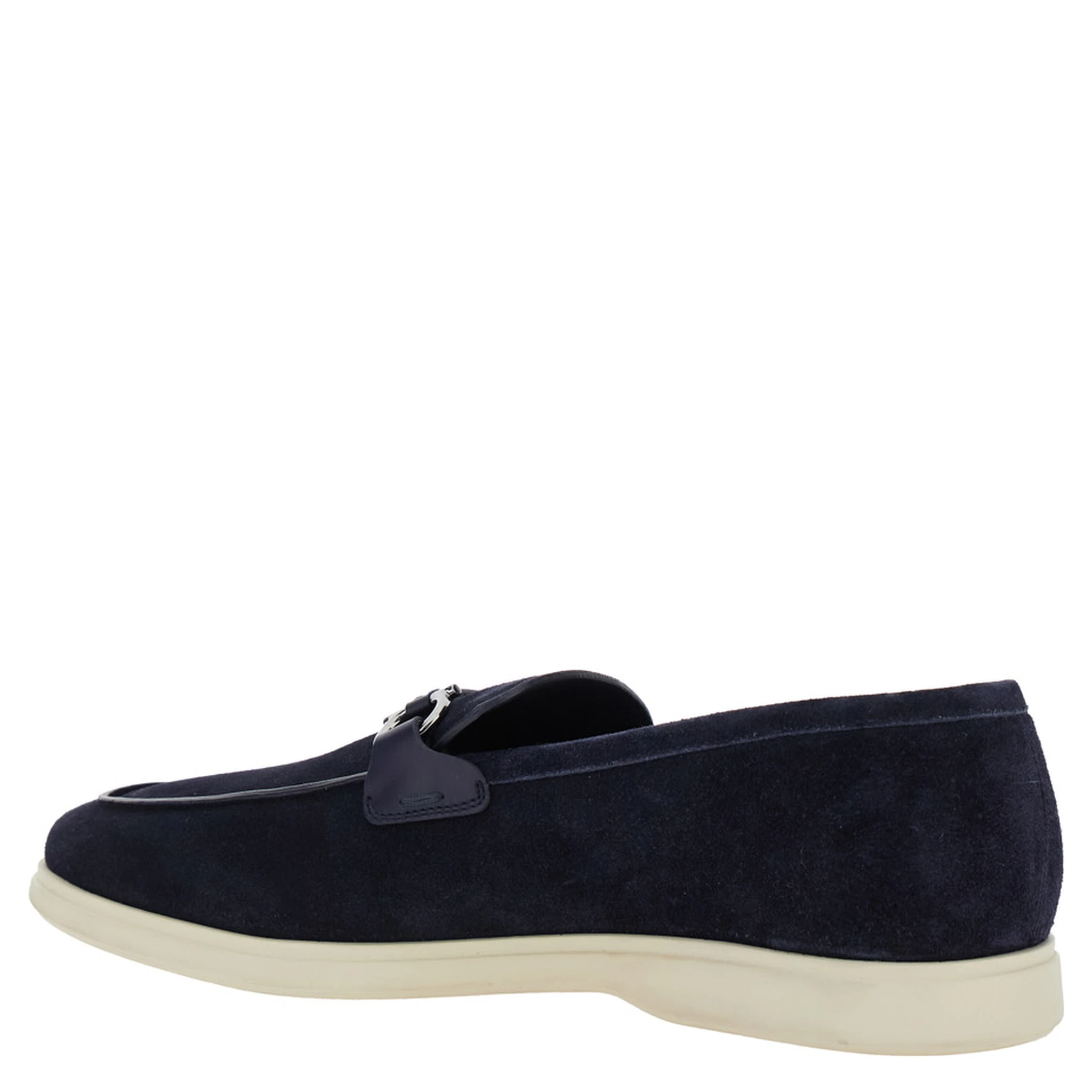 Cosimo Blue Loafers with Metallic Hooks on the Front in Suede Man