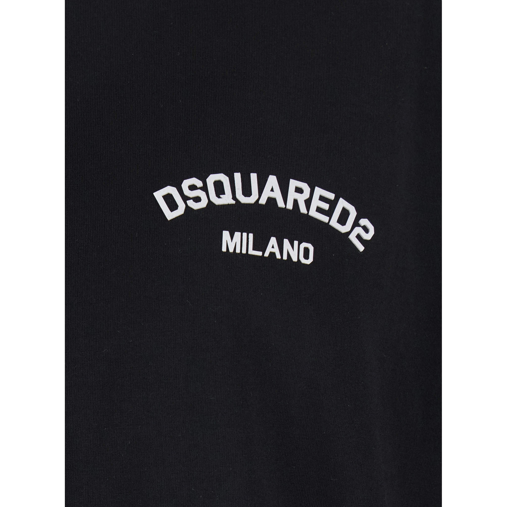Black Crewneck T-Shirt with Logo Lettering on the Front in Cotton Man