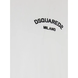 White Crewneck T-Shirt with Logo Lettering on the Front in Cotton Man