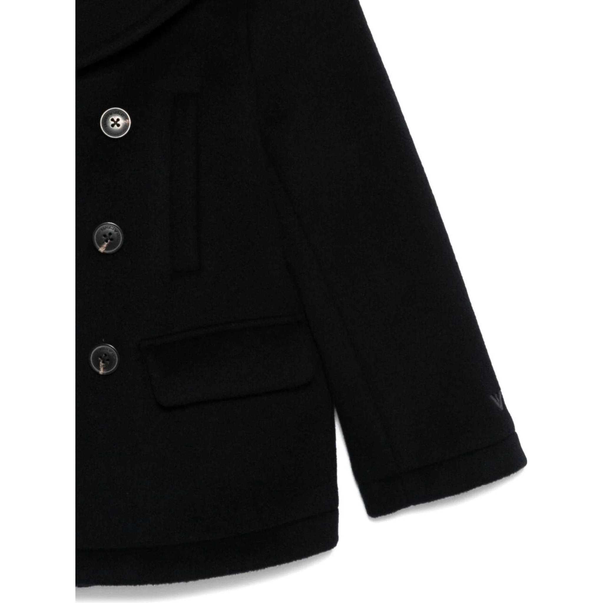 Blue Double-Breasted Coat with Classic Lapels in Wool Blend Boy