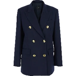 New Guinea Blue Double-Breasted Jacket with Peak Revers in Wool Woman