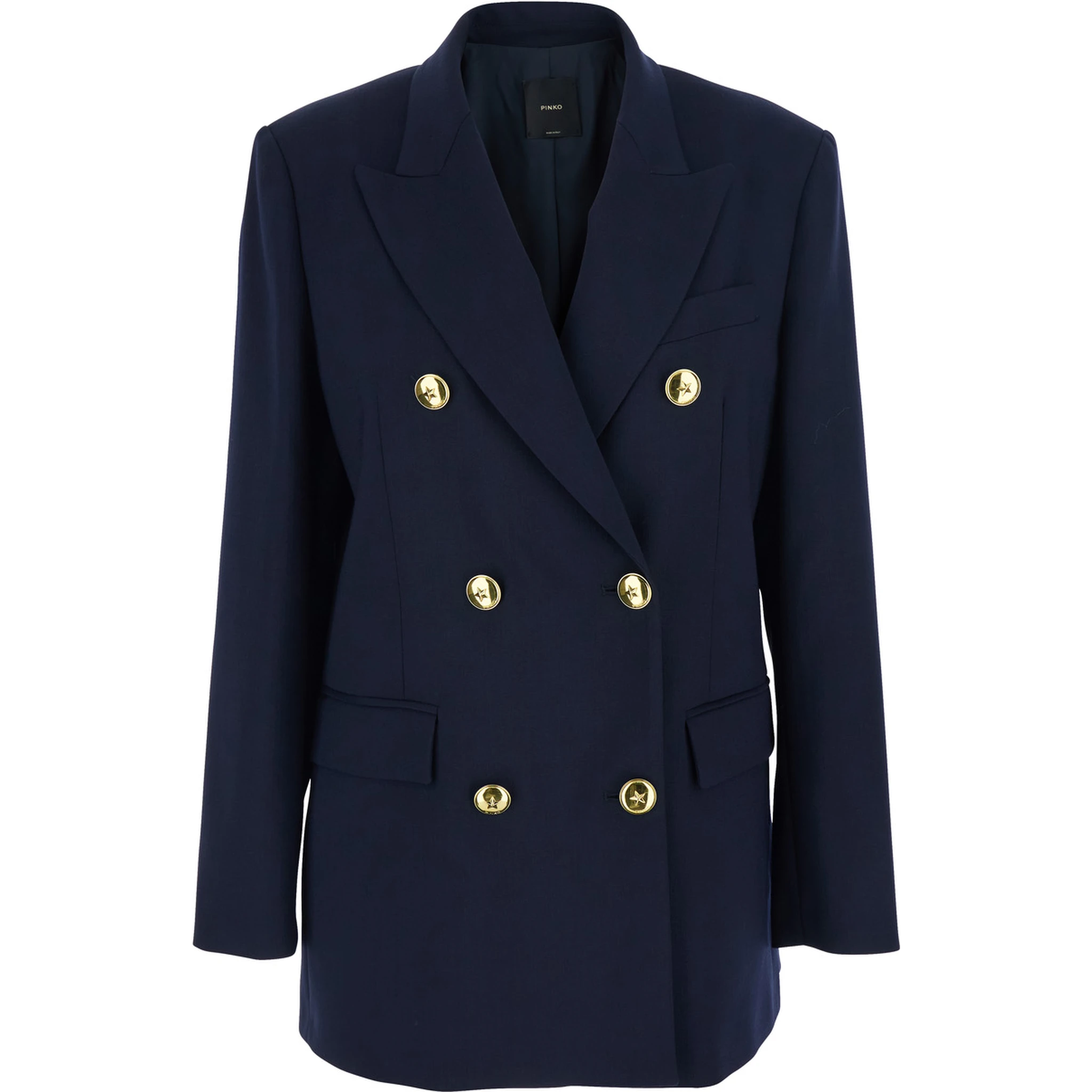 New Guinea Blue Double-Breasted Jacket with Peak Revers in Wool Woman