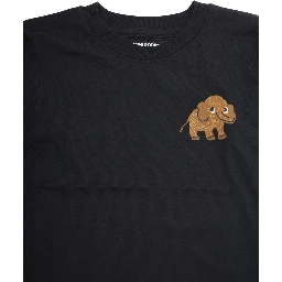 Black Crewneck T-Shirt with Logo Print on the Front in Cotton Boy