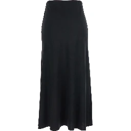 Black Midi Skirt with Concealed Side Zip Closure in Fabric Woman