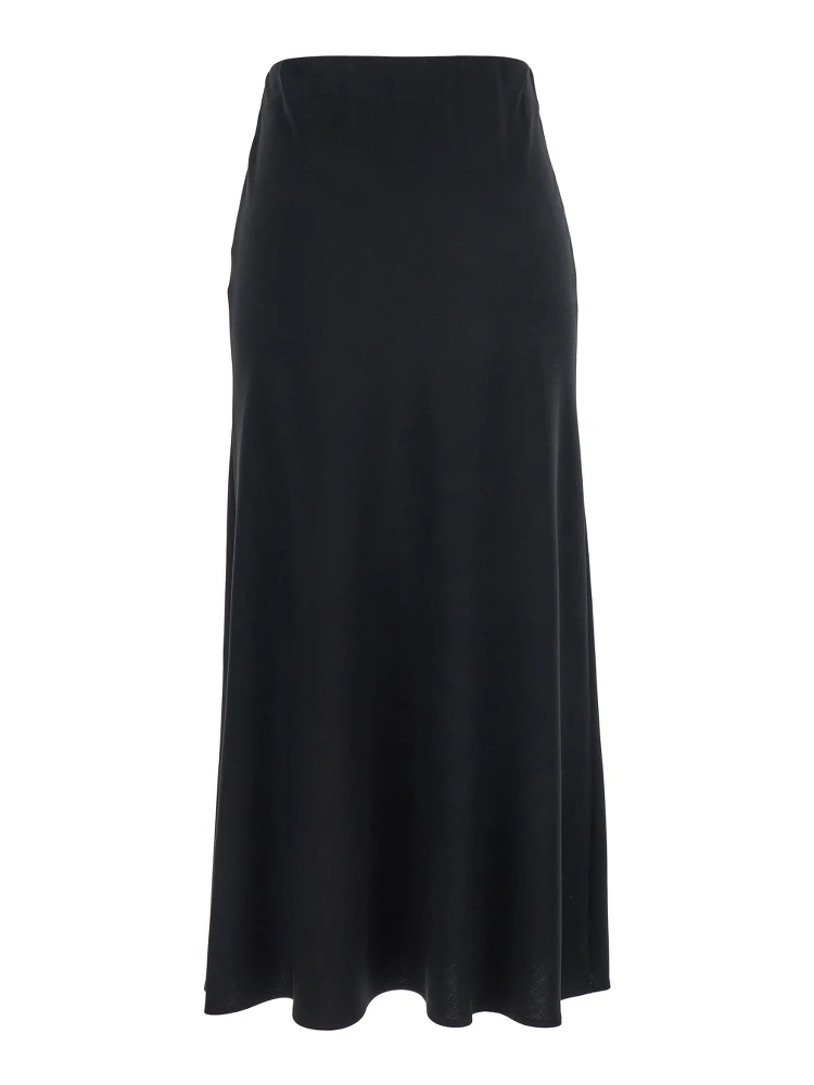 Black Midi Skirt with Concealed Side Zip Closure in Fabric Woman alternative