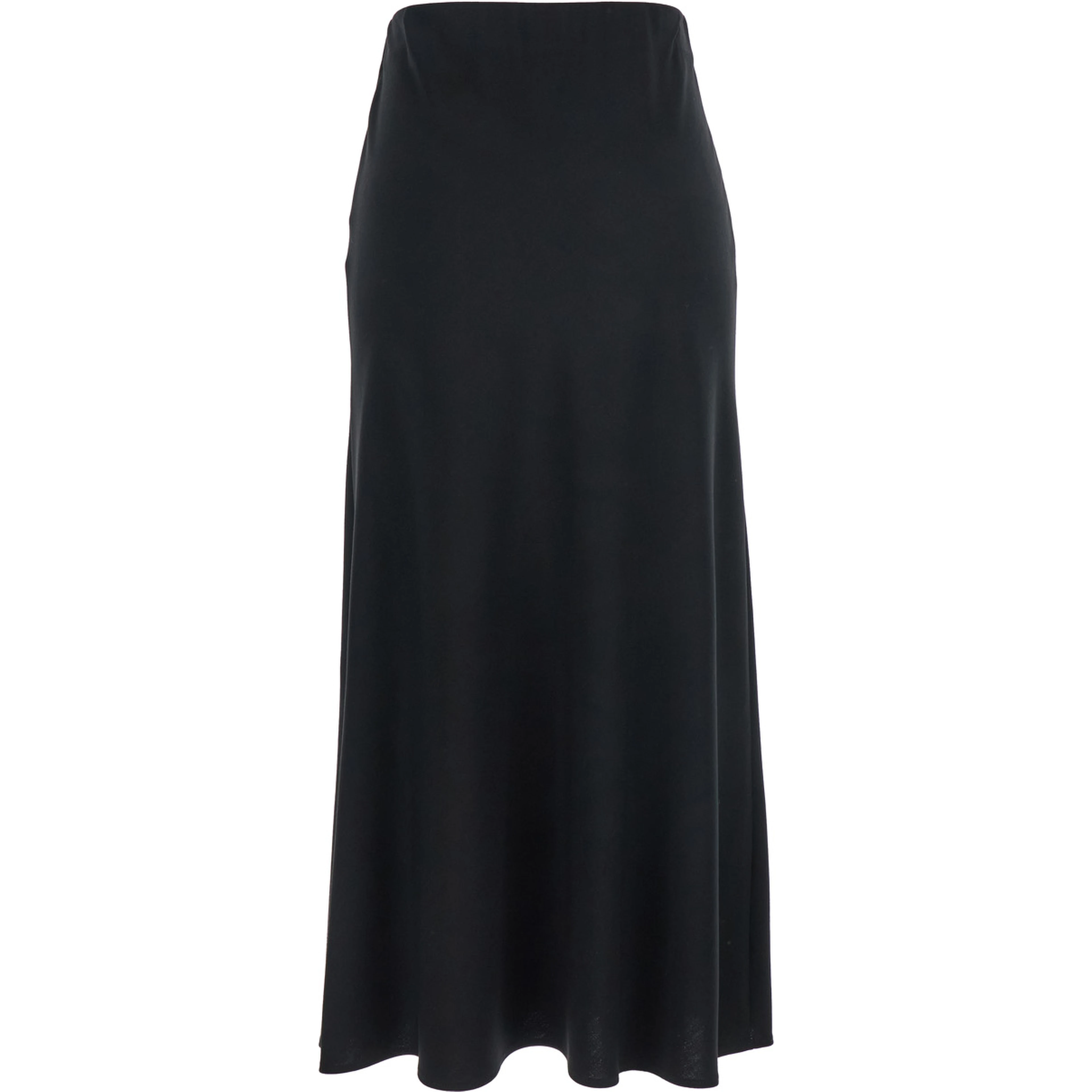 Black Midi Skirt with Concealed Side Zip Closure in Fabric Woman