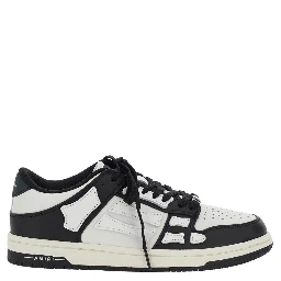 Skel Top Low Black and White Sneakers with Logo Patch on theTongue and Contrasting Details on the Side in Leather Woman