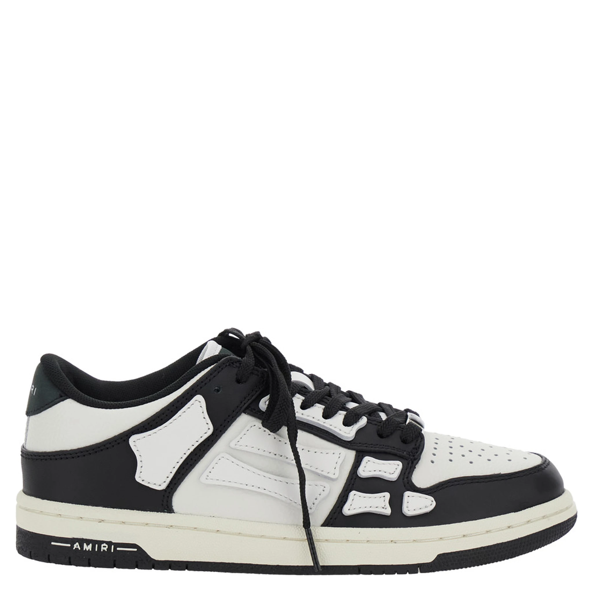 Skel Top Low Black and White Sneakers with Logo Patch on theTongue and Contrasting Details on the Side in Leather Woman