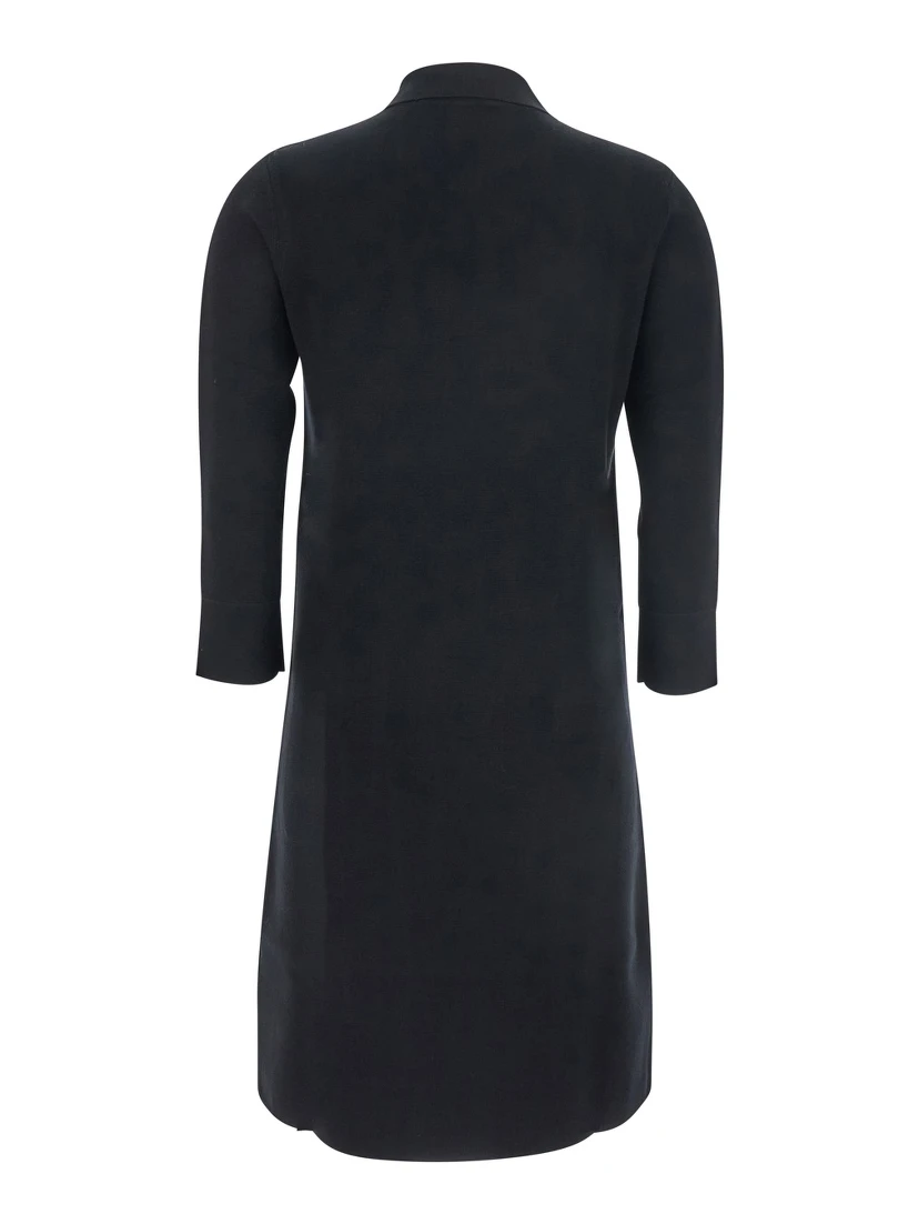 Ere Black Dress with Front Zip Closure and Two Front Patch Pockets in Viscose Blend Woman