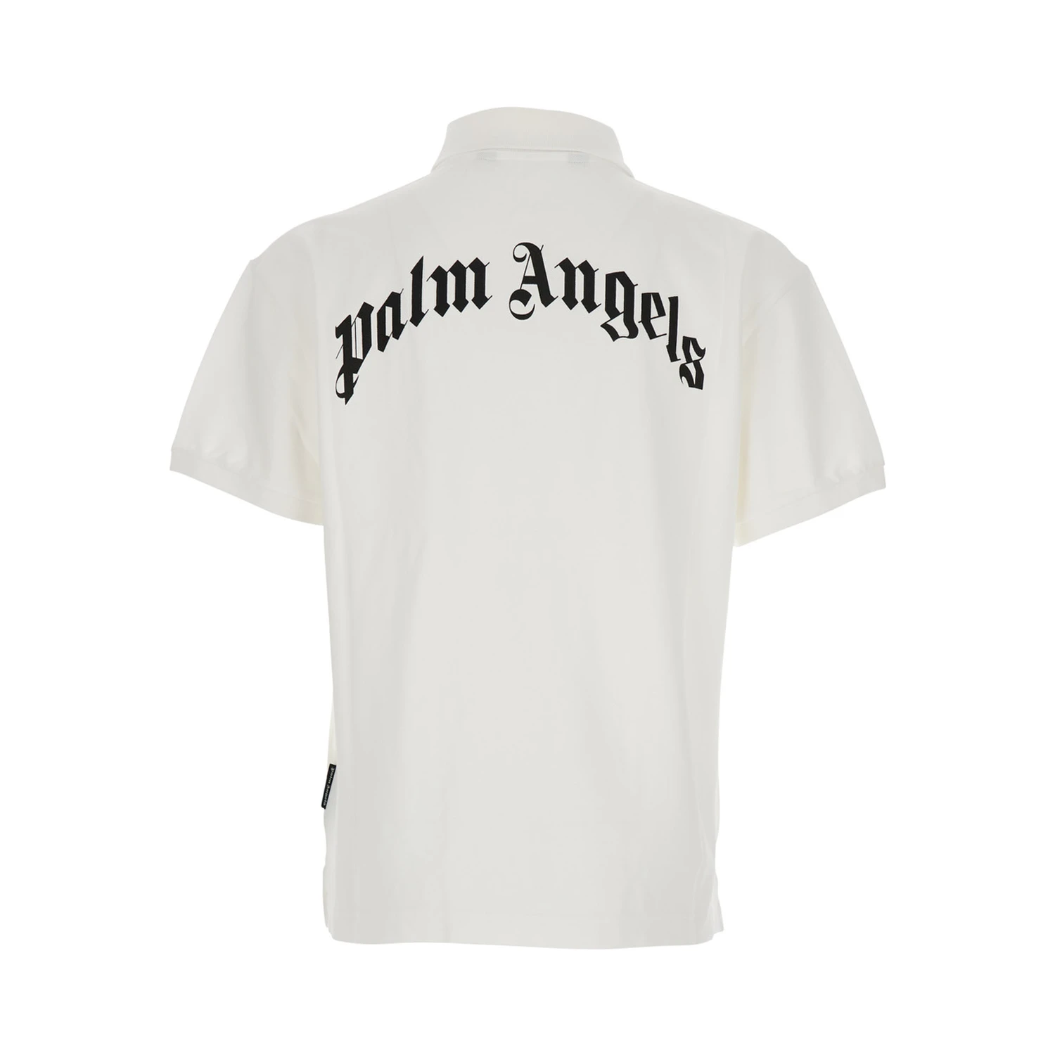 White Polo Shirt with Logo Lettering on Front and Rear in Cotton Piquet Man