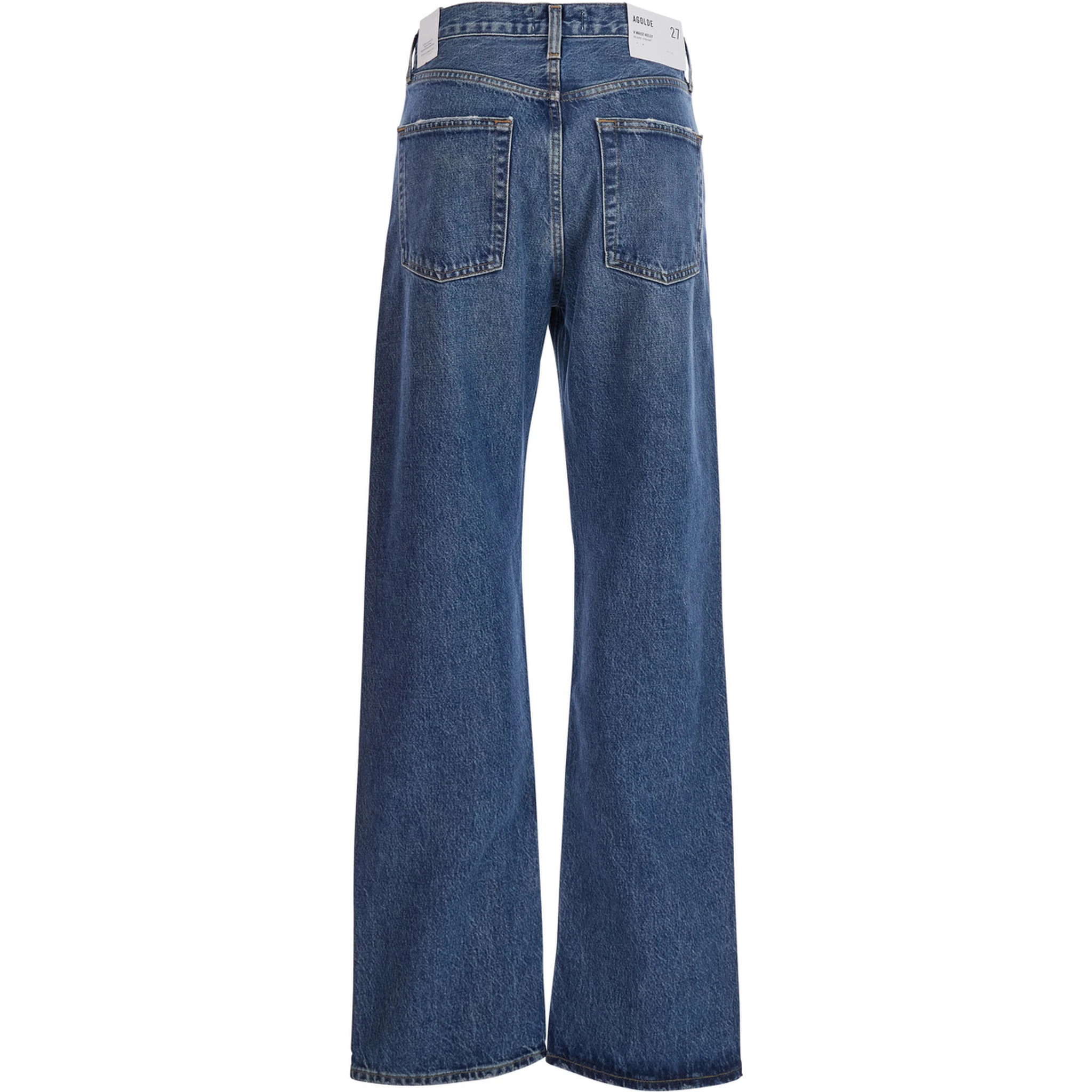Blue Jeans with Beltl Loops and Logo Patch on the Rear in Denim Woman