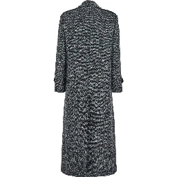 Grey Double-Breasted Coat with Wide Notched Revers in Wool Woman