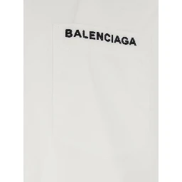 White Shirt with Logo Lettering on the Front and Logo Patch on the Sleeve in Cotton Man