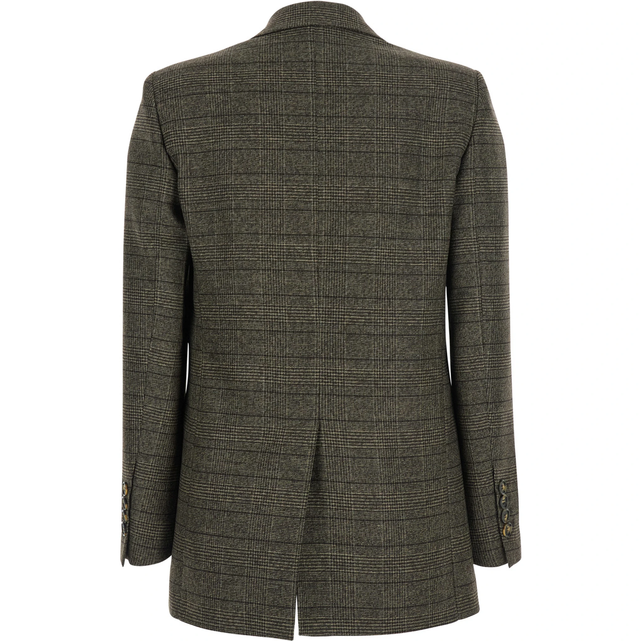 Brown Double-Breasted Jacket with Peak Revers and All-Over Striped Motif in Wool Woman