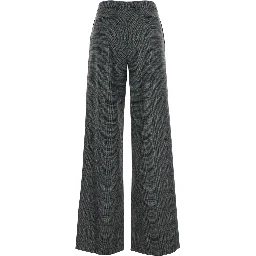 Grey Trousers  with Striped Motif in Wool Woman