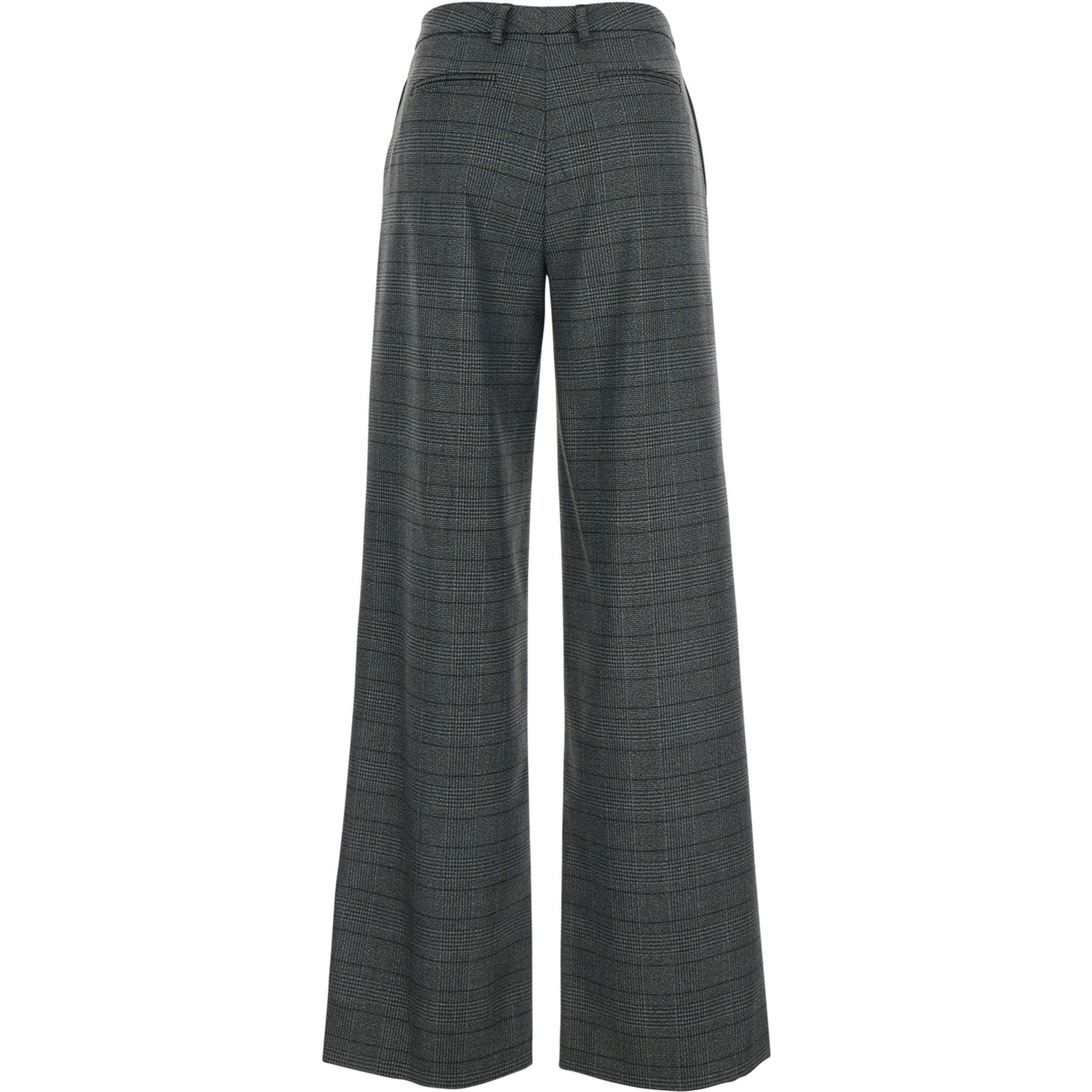 Grey Trousers  with Striped Motif in Wool Woman