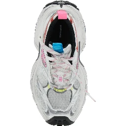6XL White Low Top Sneakers with Mesh Panels and Logo Detail on the Side in Tech Fabric Woman