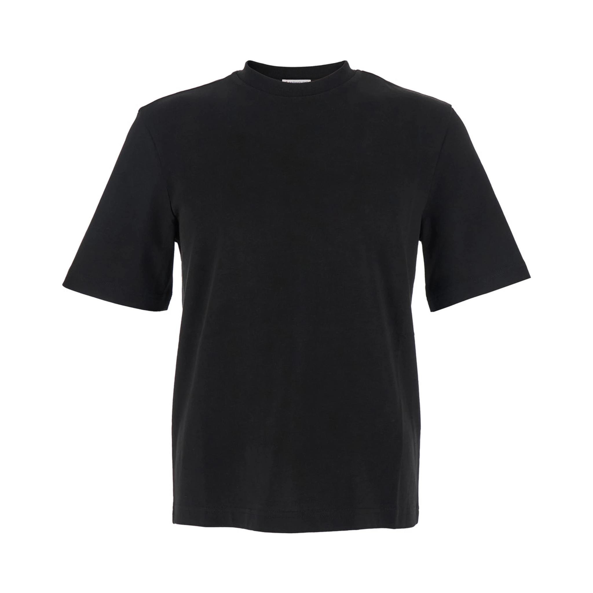 Black T-Shirt with Front Lettering Logo and Logo Patch on the Sleeve in Cotton Man