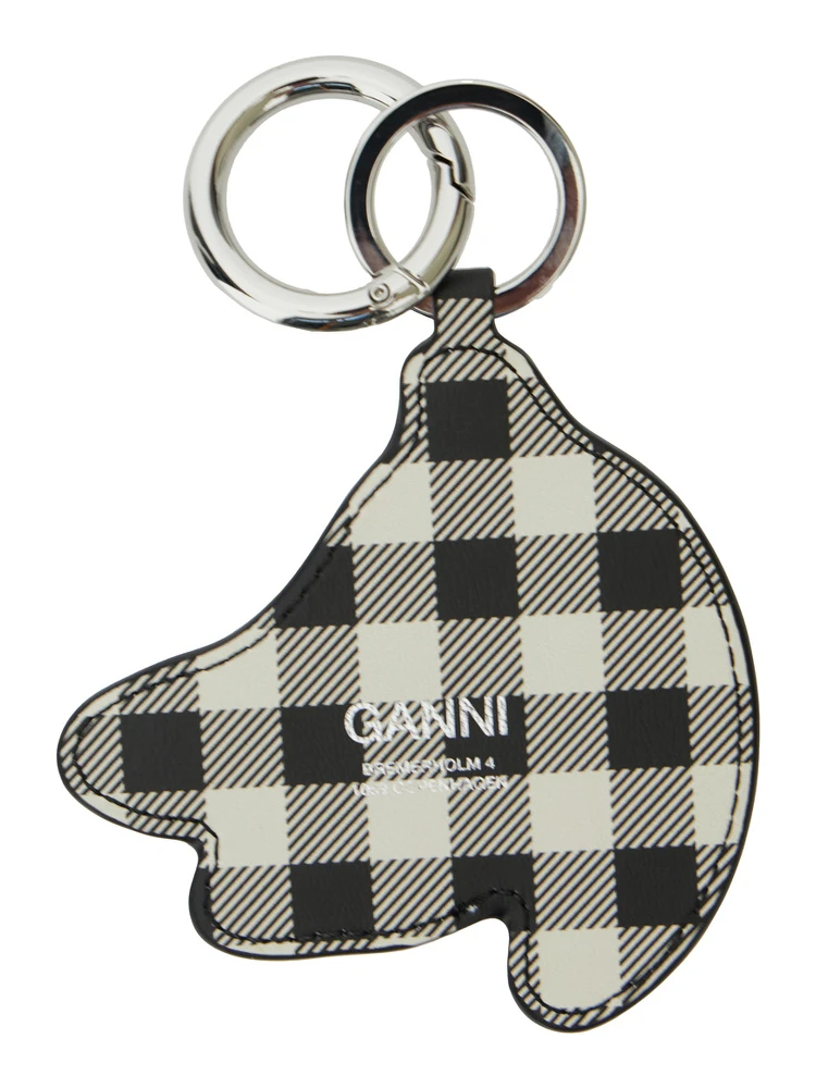Multicolor Banana Shaped Keyring with Logo Lettering on the Front in Leather and Tech Fabric Woman alternative