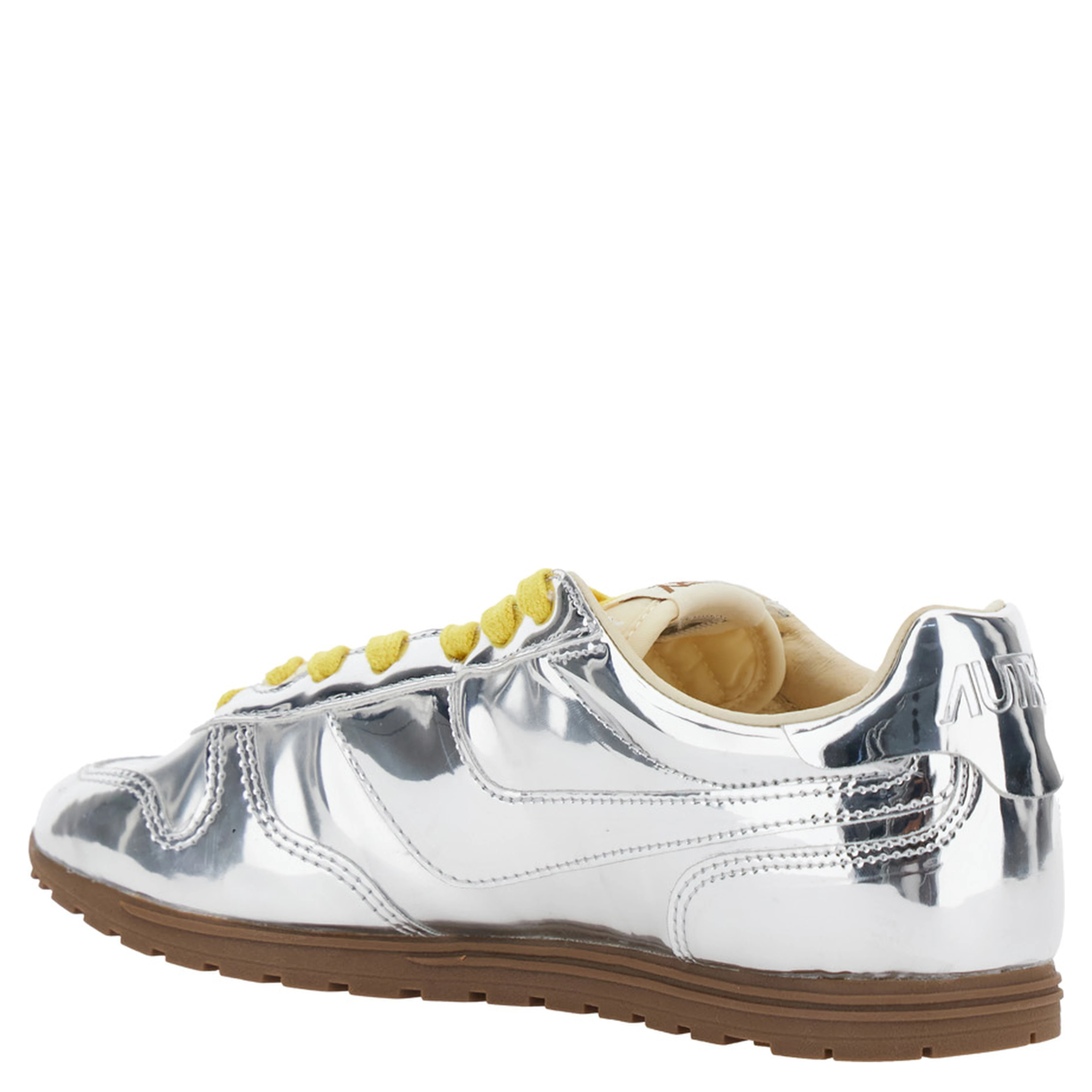 Windspin Low Silver Colored Sneaker with Logo on the Side in Shiny Fabric Woman