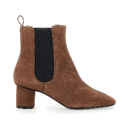 Brown Ankle Boots with Elastic Side Panel in Suede Woman