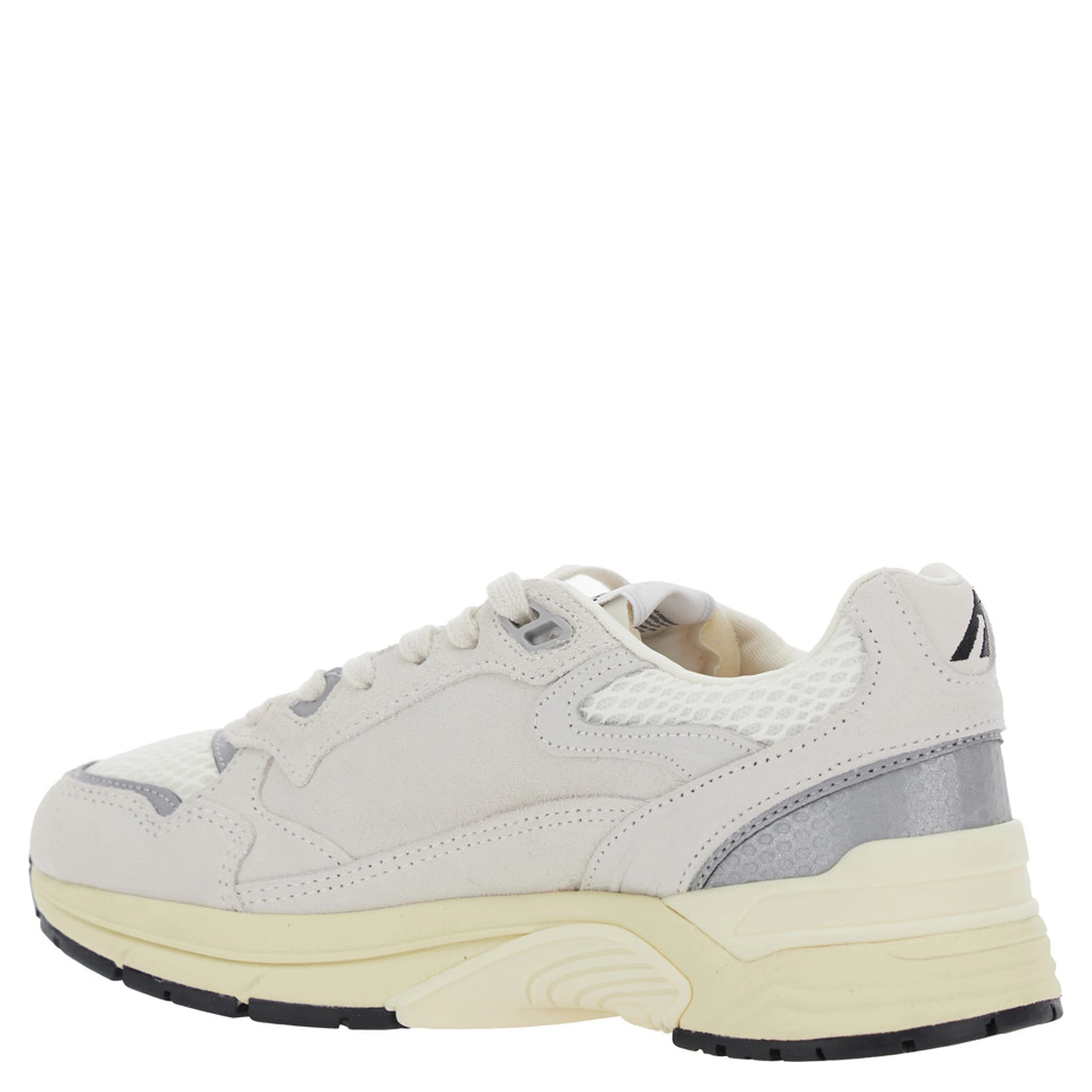 Hyperway White Low Top Sneakers with Logo Patch on Side and Tongue in Suede and Mesh Woman