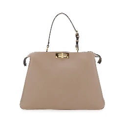 Pekaboo Soft Large Grey Handbag with Twist Lock in Leather Woman