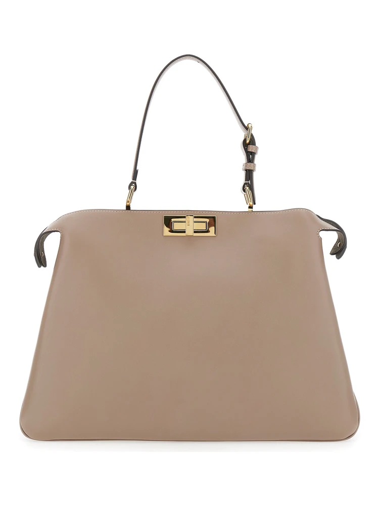 Pekaboo Soft Large Grey Handbag with Twist Lock in Leather Woman alternative