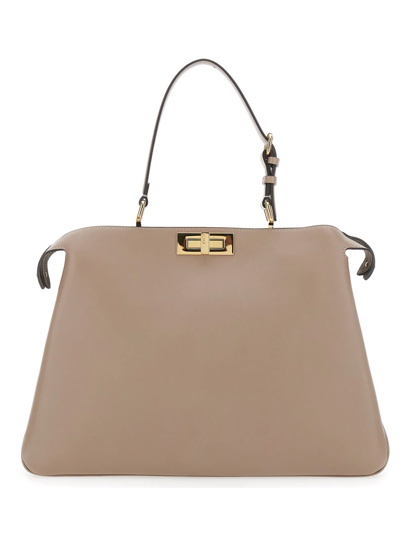 Pekaboo Soft Large Grey Handbag with Twist Lock in Leather Woman