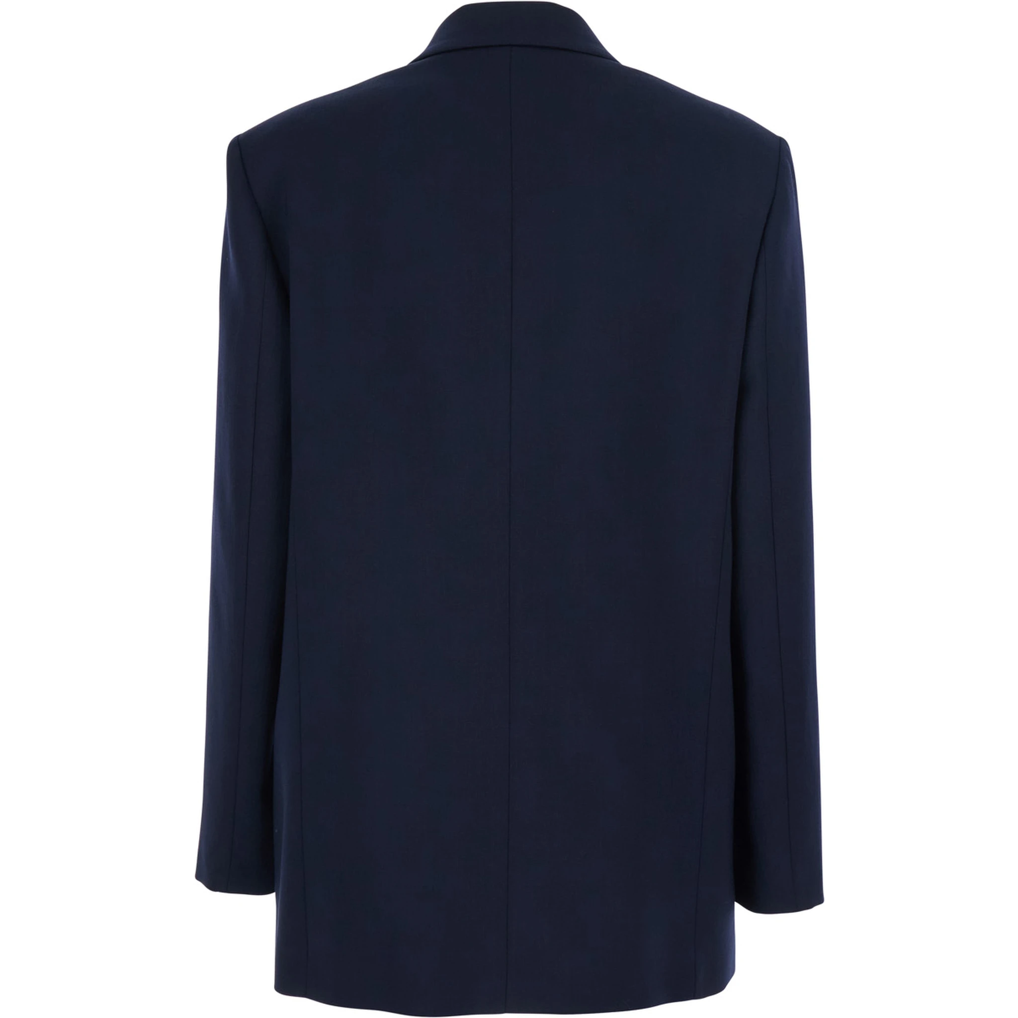 New Guinea Blue Double-Breasted Jacket with Peak Revers in Wool Woman