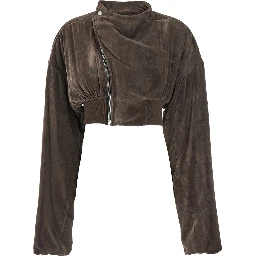 جاكيت قصير بتصميم هوليوود مع سحاب أمامي من مزيج الفسكوز للنساء