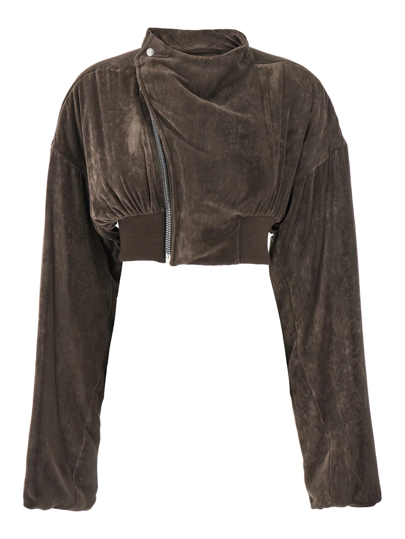 Hollywood Cropped Jacket with Front Zip Closure in Viscose Blend Woman