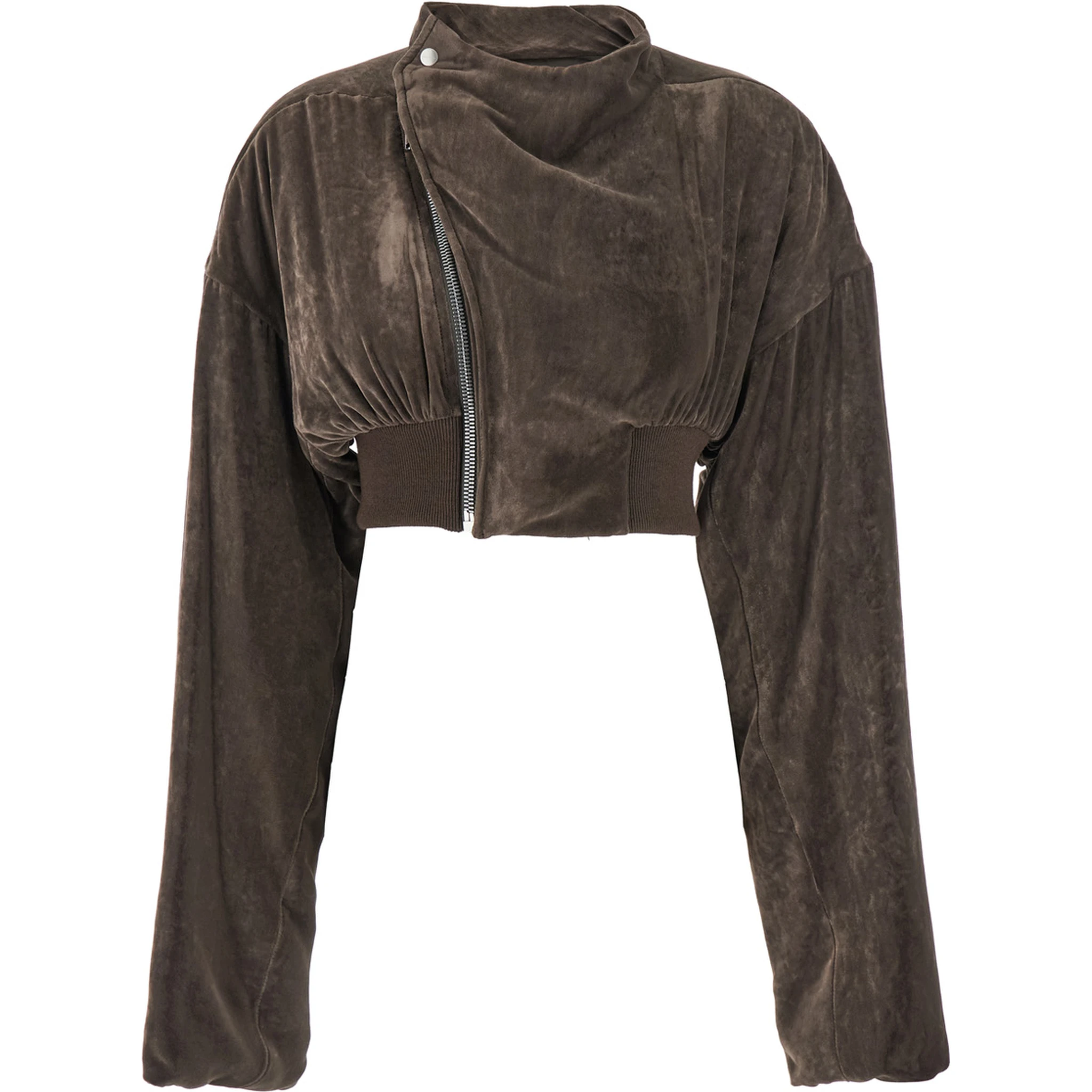 جاكيت قصير بتصميم هوليوود مع سحاب أمامي من مزيج الفسكوز للنساء