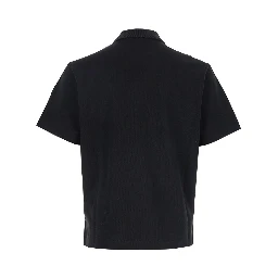 Black Polo Shirt with Classic Collar and Logo Lettering Embroidery on the Front in Cotton Man