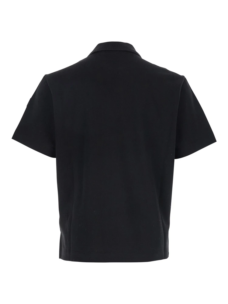 Black Polo Shirt with Classic Collar and Logo Lettering Embroidery on the Front in Cotton Man alternative