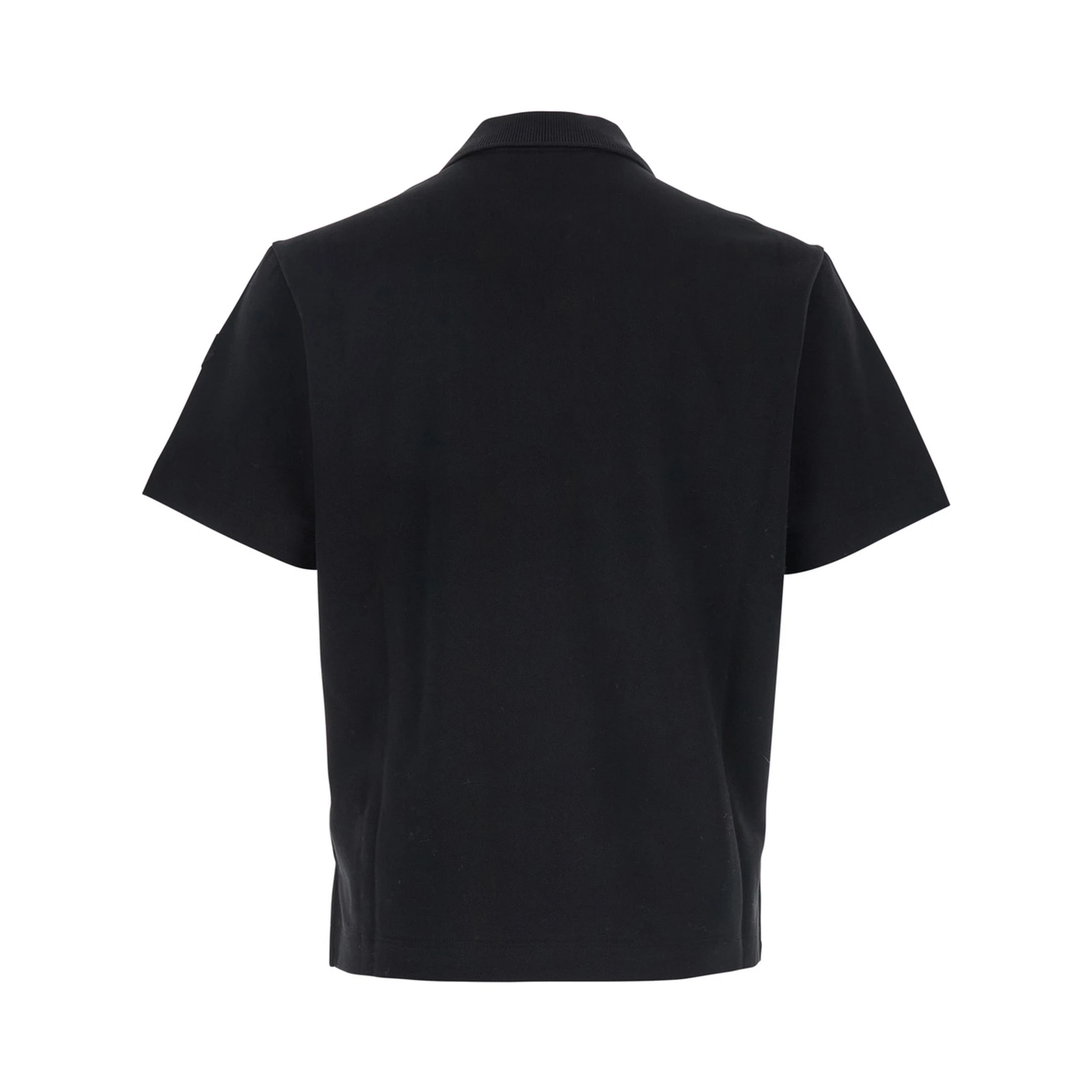 Black Polo Shirt with Classic Collar and Logo Lettering Embroidery on the Front in Cotton Man