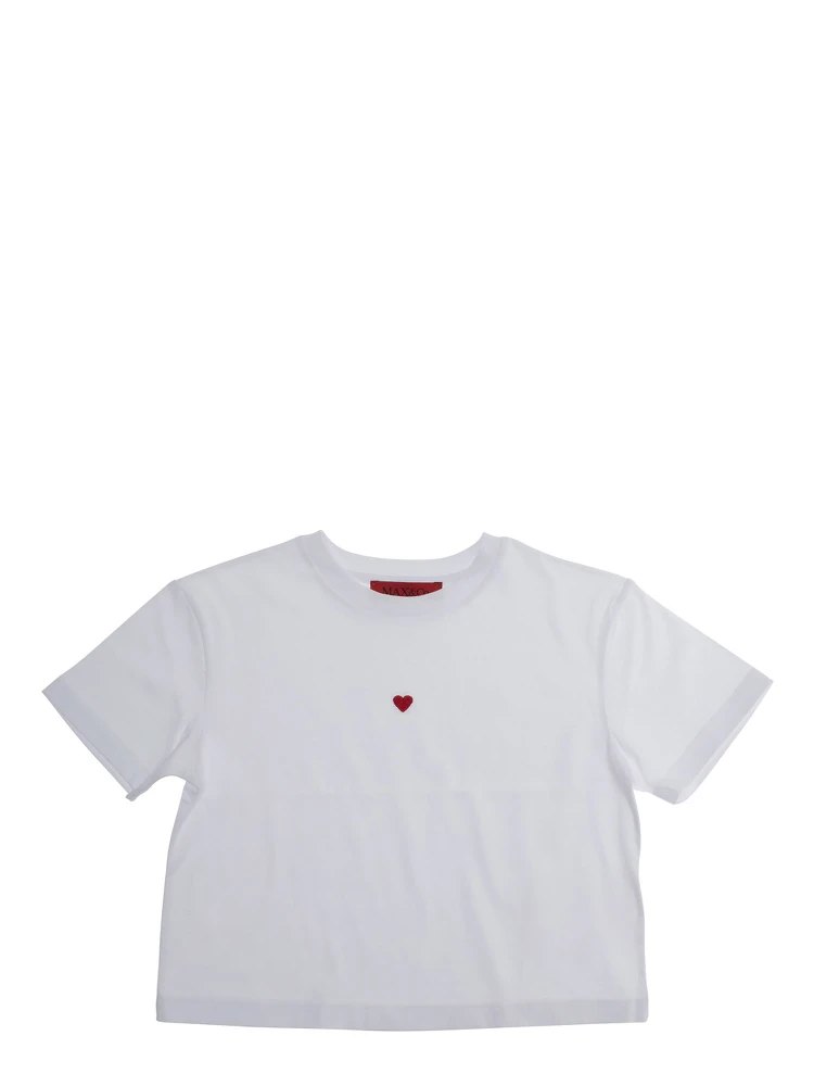 White Crewneck T-Shirt with Logo Print on the Front in Cotton Woman