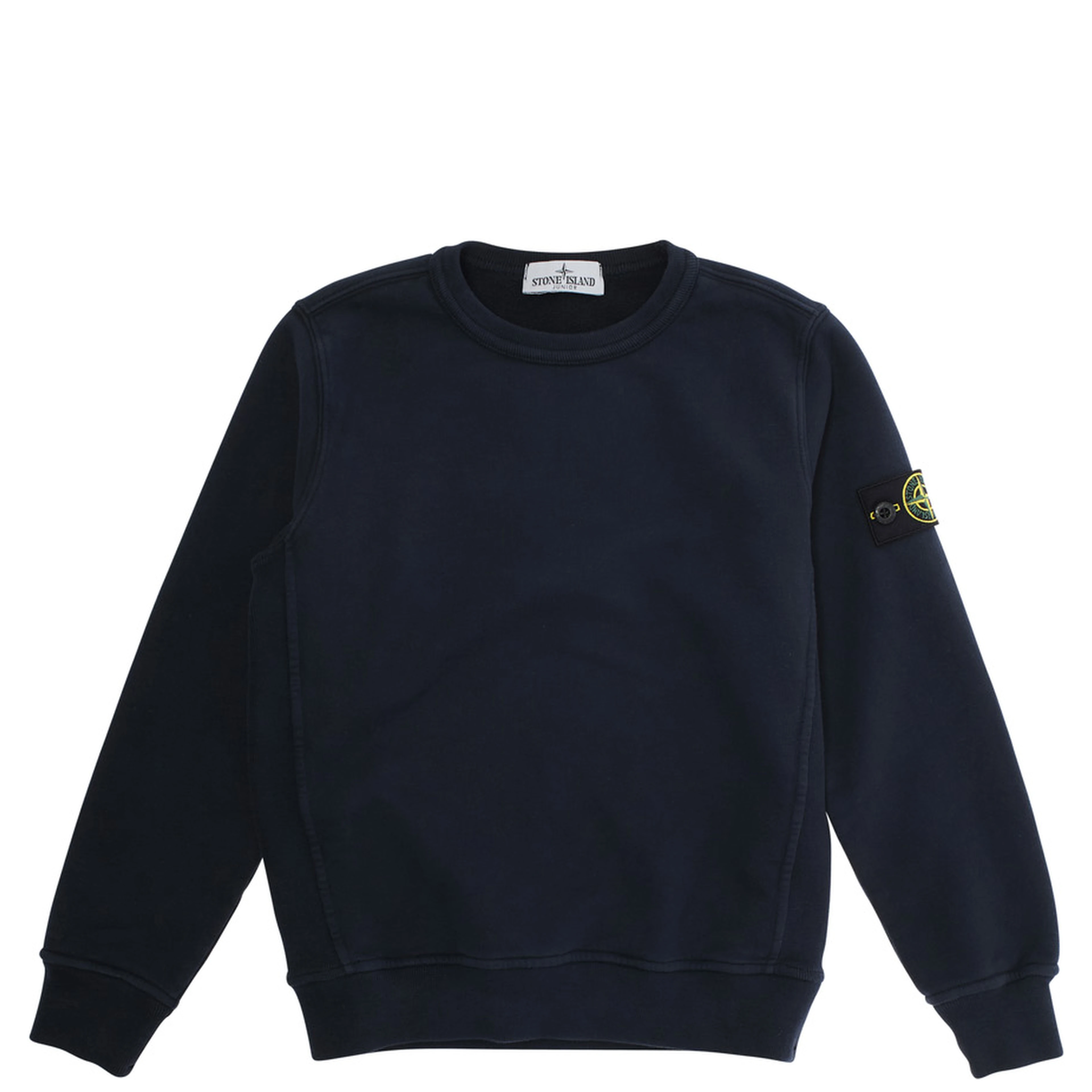 Blue Crewneck Sweatshirt with Logo Patch on the Sleeve in Cotton Boy