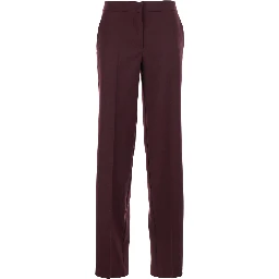 Violet Pants with Concealed Front Closure and Logo Plaque on the Rear in Wool Blend Stretch Woman