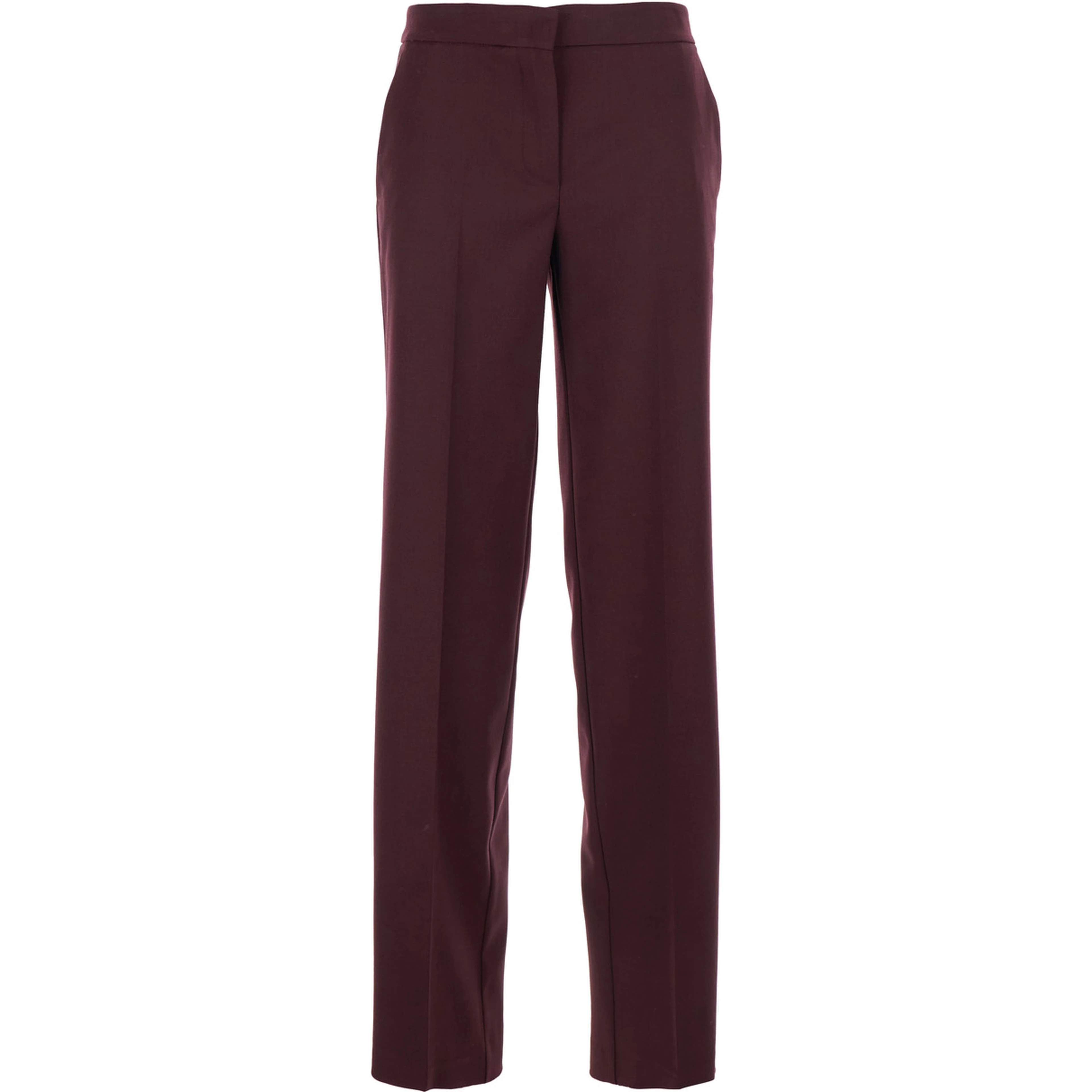 Violet Pants with Concealed Front Closure and Logo Plaque on the Rear in Wool Blend Stretch Woman