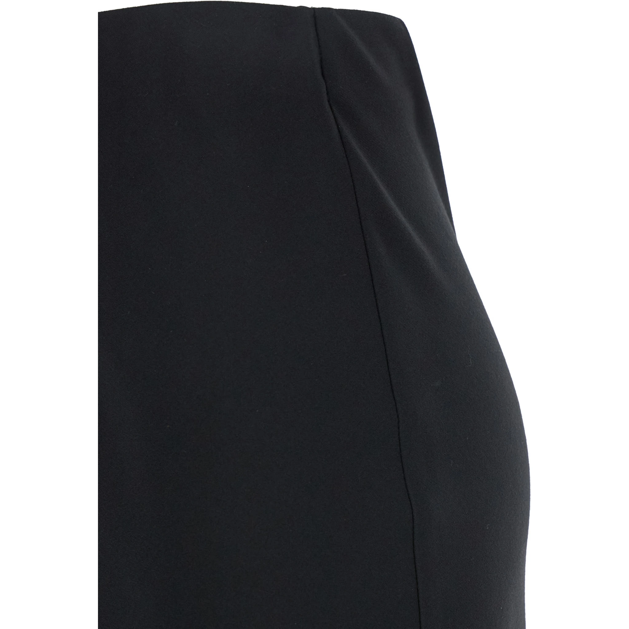 Black Midi Skirt with Concealed Side Zip Closure in Fabric Woman