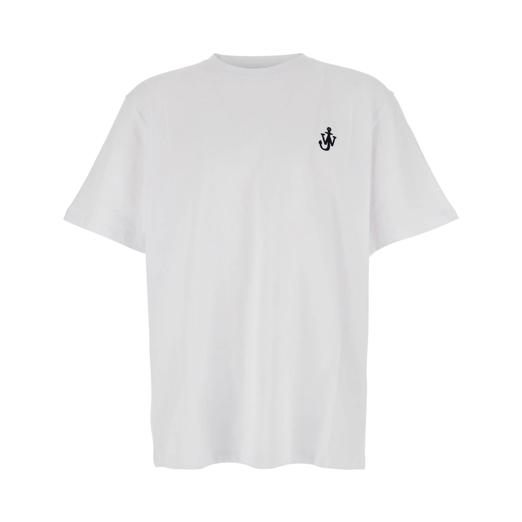 White T-Shirt with Logo on the Front in Cotton Man