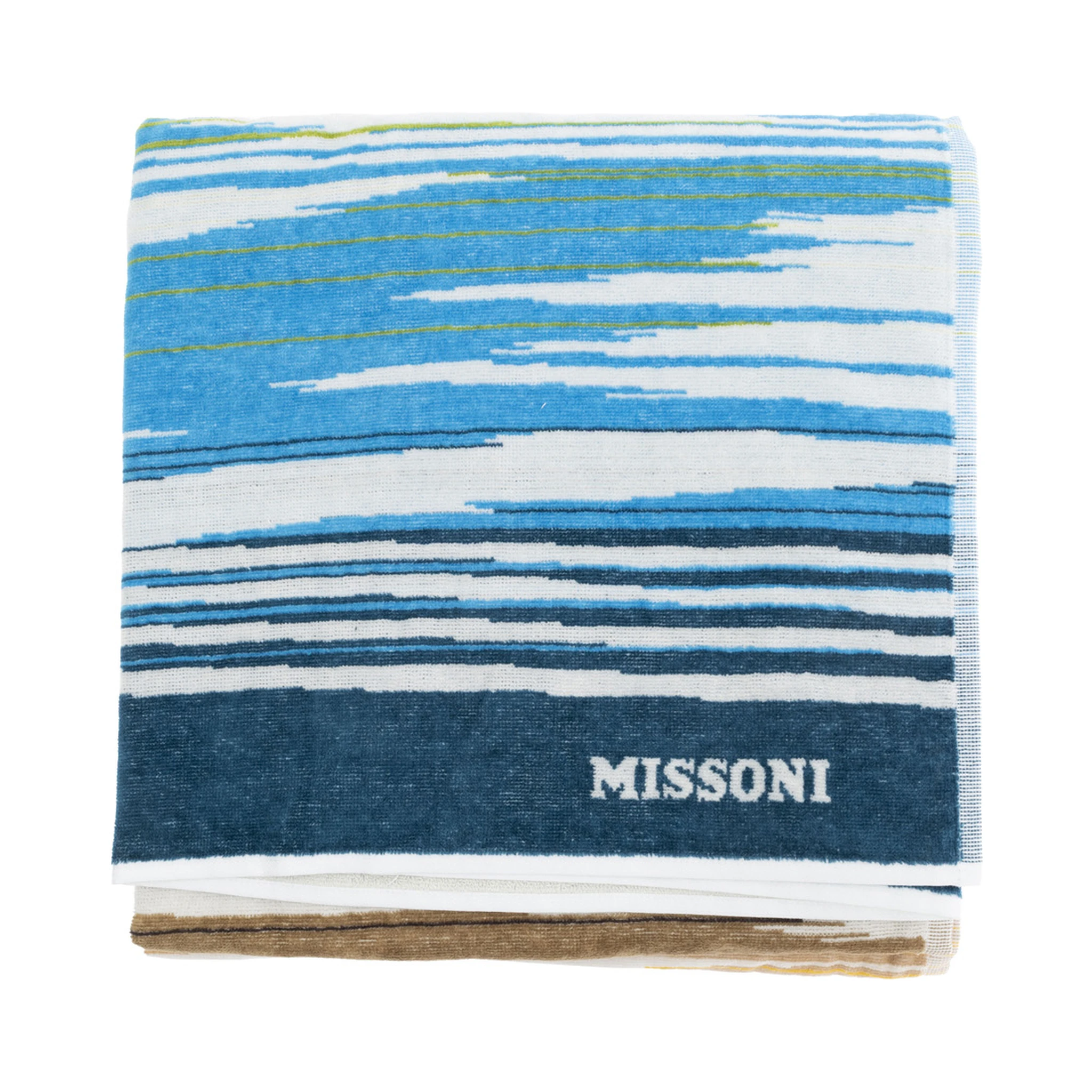 Fiammetta Multicolor Beach Towel with Logo Lettering on the Front in Cotton Home