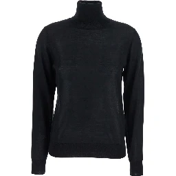 Black Turtleneck Sweater in Wool Blend Woman