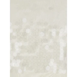 White Crew Neck T-Shirt with All-Over Applied Circles in Fabric Woman